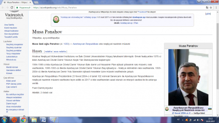 Ziya Məmmədovun müavini Musa Pənahovu 