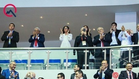 Prezident ailəsi və nazirlər güləşi izlədi