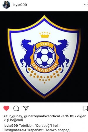Leyla Əliyeva "Qarabağ"-ı təbrik etdi