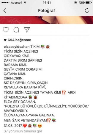 Elzadan onu tənqid edənlərə cavab: ‘Tikim sizin ağzınızı’ – FOTO