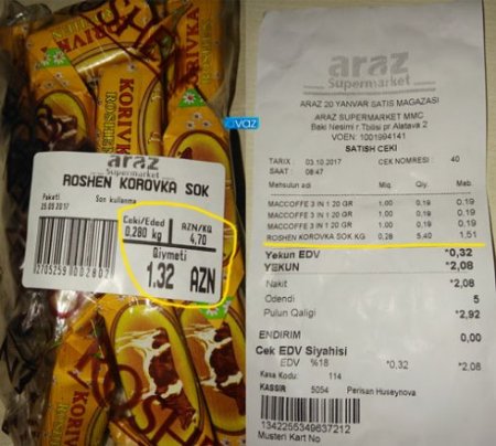 “Araz” marketdə ənənəvi problem: vitrində bir qiymət, kassada başqa qiymət - FOTOFAKT
