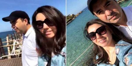 Mərhum nazir oğlu və xanımının istirahət fotoları