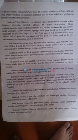 Mikayıl Cabbarovun təyin etdiyi məktəb direktouna istefa ərizəsi yazdırdılar - Rüşvət vermədiyinə görə