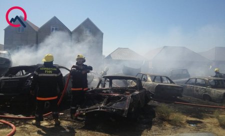 Bakıda cərimə meydançasında maşınlar yanır - İcra başçısı gəldi - Fotolar 
