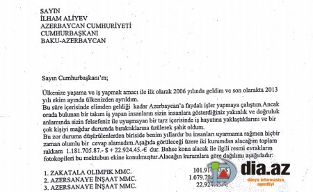 Türkiyəli iş adamı Azərbaycan prezidentindən kömək istədi... - FOTO