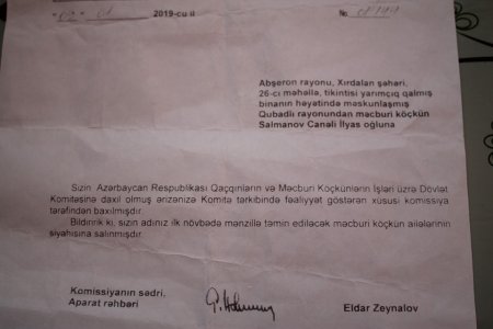 Məcburi köçkünün dərdinə şərik çıxan yoxdur: ”R.Rzayev isə vədinə əməl etmir” 