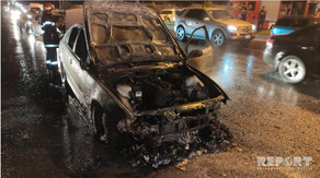 Bakıda minik avtomobili yanıb - YENİLƏNİB
