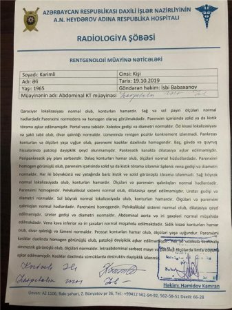 “Əli Kərimli bütün müayinələrdən keçdikdən sonra evə buraxılıb” - DİN Hospitalının rəisi İsbi Babaxanov( SƏNƏDLƏR)