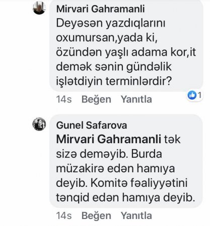 Hicran Hüseynovanın sözçüsü qadınları təhqir etdi: it, kor.. 