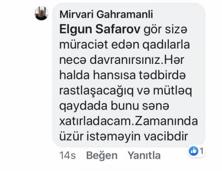 Hicran Hüseynovanın sözçüsü qadınları təhqir etdi: it, kor.. 