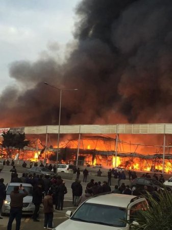 “EuroHome”da yanğını söndürmək üçün üç helikopter cəlb olundu - FOTO