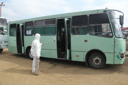 Gəncədə marşurutlar və taksilər dezinfeksiya edilir - FOTO