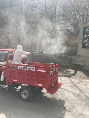 Nəsimi rayonu ərazisində dezinfeksiyaedici tədbirlər davam etdirilir -FOTOLAR