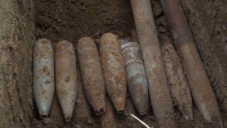 Ağstafada toplanan partlamamış hərbi sursatlar zərərsizləşdirilib - FOTO