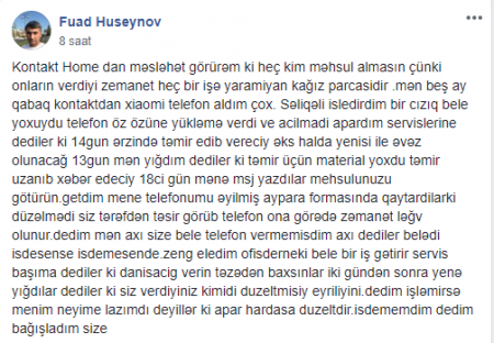 "Kontakt Home"un zəmanəti heç bir işə yaramır" "Kontakt Home"un zəmanəti heç bir işə yaramır"
