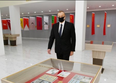 Dövlət başçısı Tərtərdə Dövlət Rəmzləri Muzeyinin açılışında iştirak edib - YENİLƏNİB