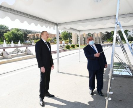 İlham Əliyev Bakının Neapol küçəsindəki yerüstü piyada keçidinin açılışında