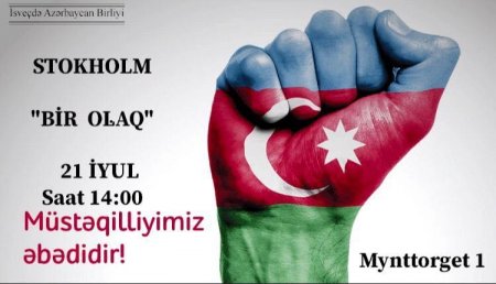 Azərbaycanlılar Stokholmda Ermənistanın hərbi təxribatlarına etiraz olaraq aksiya keçirirlər