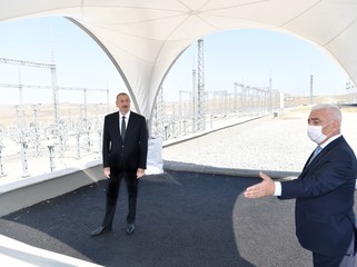 Президент Ильхам Алиев ознакомился со строительством электроподстанции "Гобу"