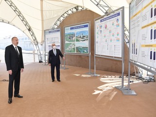 Президент Ильхам Алиев ознакомился со строительством электроподстанции "Гобу"