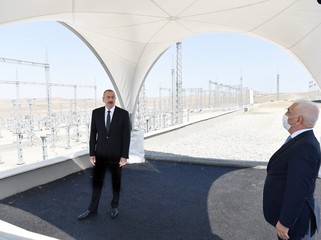 Президент Ильхам Алиев ознакомился со строительством электроподстанции "Гобу"