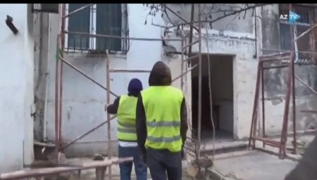 Nəsimi rayonunda Şəhid ailələrinin yaşadıqları binalarda abadlıq və quruculuq işlərinə başlanılıb - FOTO