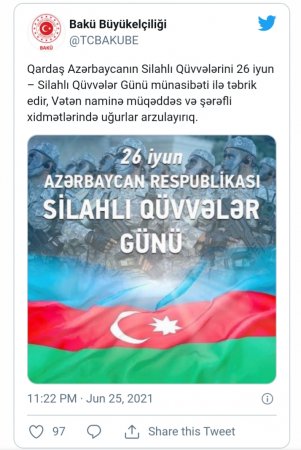 Türkiyə səfirliyindən bayram təbriki