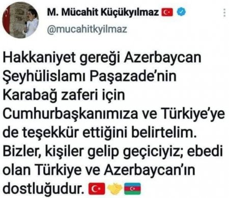 Ərdoğanın müşavirindən Şeyxə DƏSTƏK