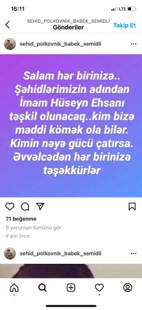 Şəhid polkovnikin adından səhifə açıb pul yığırlar - RƏZİLLİK...