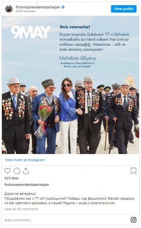 "Vətənimizə - sülh və əmin-amanlıq arzulayıram!" - Mehriban Əliyeva