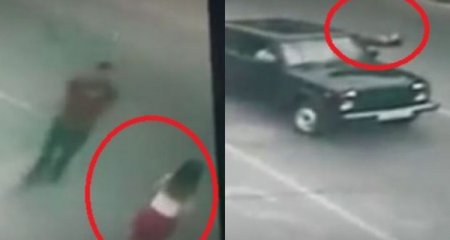 Azərbaycanda maşın qadının üstündən keçdi - Anbaan video