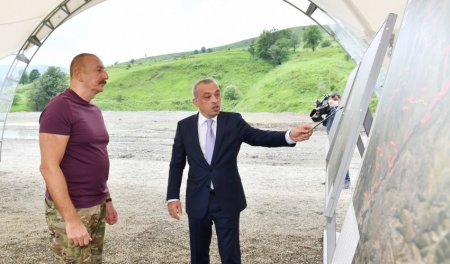 İlham Əliyev Laçın Beynəlxalq Hava Limanının tikintisi ilə tanış olub