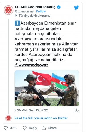 Türkiyə Milli Müdafiə Nazirliyi Azərbaycana başsağlığı verib - FOTO