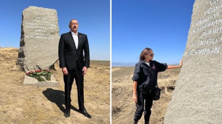 Prezident və birinci xanım Anım Gününə həsr olunmuş xatirə lövhəsini ziyarət edib (YENİLƏNİB/FOTO)