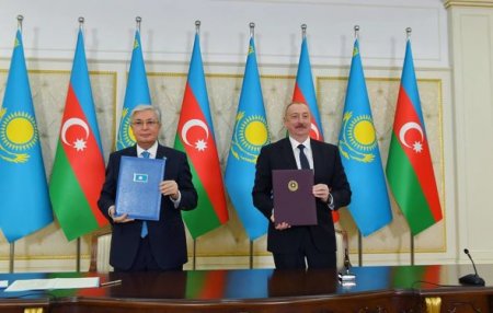 Azərbaycan-Qazaxıstan sənədlərinin imzalanması mərasimi olub - FOTOLAR