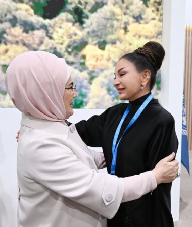 Ərdoğan və xanımı Prezidentin ailə üzvləri ilə görüşdü (FOTOLAR)