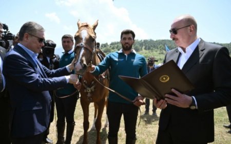 İlham Əliyev Qurbanqulu Berdiməhəmmədova Qarabağ atı hədiyyə etdi