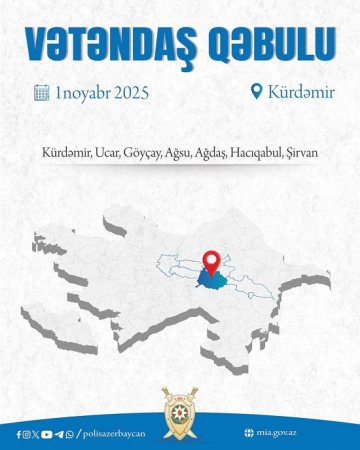 Nazir Vilayət Eyvazov Kürdəmirdə vətəndaş qəbulu keçirəcək